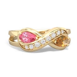 Lab Pink Sapphire Diamond Infinity 14K Yellow Gold ring R5390