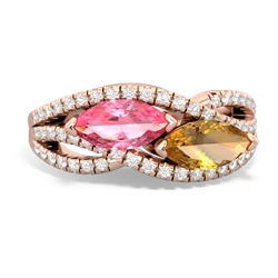 Lab Pink Sapphire Diamond Rivers 14K Rose Gold ring R3070