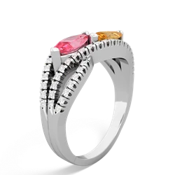 Lab Pink Sapphire Diamond Rivers 14K White Gold ring R3070