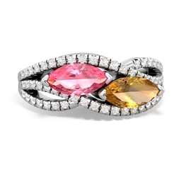 Lab Pink Sapphire Diamond Rivers 14K White Gold ring R3070