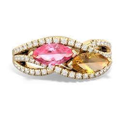 Lab Pink Sapphire Diamond Rivers 14K Yellow Gold ring R3070