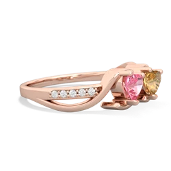 Lab Pink Sapphire Side By Side 14K Rose Gold ring R3090