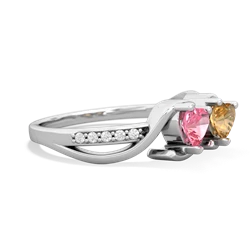 Lab Pink Sapphire Side By Side 14K White Gold ring R3090