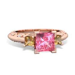 Lab Pink Sapphire Eternal Embrace Engagement 14K Rose Gold ring C2001