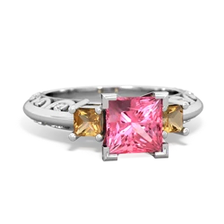 Lab Pink Sapphire Eternal Embrace Engagement 14K White Gold ring C2001