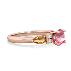 Lab Pink Sapphire 6Mm Round Eternal Embrace Engagement 14K Rose Gold ring R2005