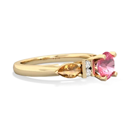 Lab Pink Sapphire 6Mm Round Eternal Embrace Engagement 14K Yellow Gold ring R2005