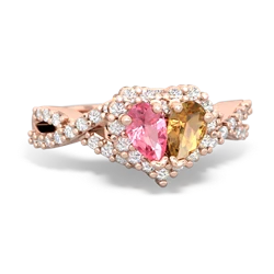 Lab Pink Sapphire Diamond Twist 'One Heart' 14K Rose Gold ring R2640HRT