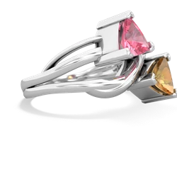 Lab Pink Sapphire Split Band Swirl 14K White Gold ring R2341