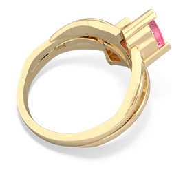 Lab Pink Sapphire Split Band Swirl 14K Yellow Gold ring R2341