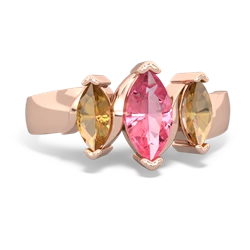 Lab Pink Sapphire Three Peeks 14K Rose Gold ring R2433