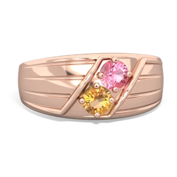 Lab Pink Sapphire Men's Streamline 14K Rose Gold ring R0460