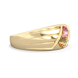 Lab Pink Sapphire Men's Streamline 14K Yellow Gold ring R0460