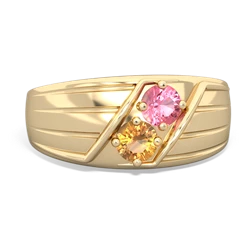 Lab Pink Sapphire Men's Streamline 14K Yellow Gold ring R0460