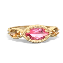 Lab Pink Sapphire Milgrain Marquise 14K Yellow Gold ring R5700