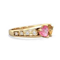 Lab Pink Sapphire Heart To Heart 14K Yellow Gold ring R3342