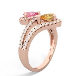 Lab Pink Sapphire Diamond Dazzler 14K Rose Gold ring R3000