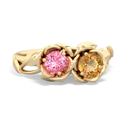 Lab Pink Sapphire Rose Garden 14K Yellow Gold ring R5510