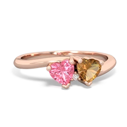 Lab Pink Sapphire Sweethearts 14K Rose Gold ring R5260