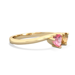 Lab Pink Sapphire Sweethearts 14K Yellow Gold ring R5260