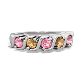 Lab Pink Sapphire Anniversary Band 14K White Gold ring R2089