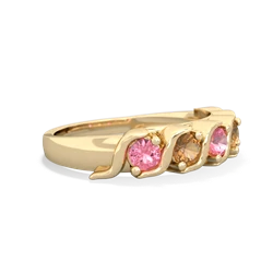 Lab Pink Sapphire Anniversary Band 14K Yellow Gold ring R2089