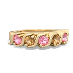 Lab Pink Sapphire Anniversary Band 14K Yellow Gold ring R2089