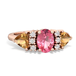 Lab Pink Sapphire Antique Style Three Stone 14K Rose Gold ring R2186