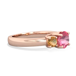 Lab Pink Sapphire Three Stone Round Trellis 14K Rose Gold ring R4018