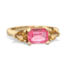 Lab Pink Sapphire Three Stone 14K Yellow Gold ring R5235