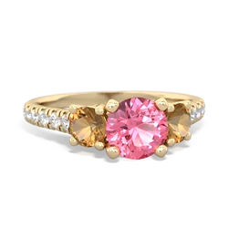Lab Pink Sapphire Pave Trellis 14K Yellow Gold ring R5500