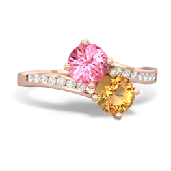 Lab Pink Sapphire Channel Set Two Stone 14K Rose Gold ring R5303