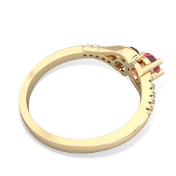 Lab Pink Sapphire Infinity Pave Two Stone 14K Yellow Gold ring R5285