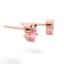 Lab Pink Sapphire Diamond Bows 14K Rose Gold earrings E7002