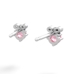 Lab Pink Sapphire Diamond Bows 14K White Gold earrings E7002