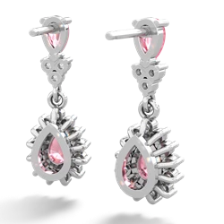 Lab Pink Sapphire Halo Pear Dangle 14K White Gold earrings E1882