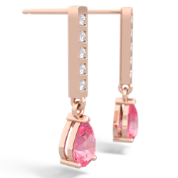 Lab Pink Sapphire Art Deco Diamond Drop 14K Rose Gold earrings E5324