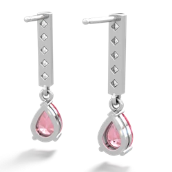 Lab Pink Sapphire Art Deco Diamond Drop 14K White Gold earrings E5324