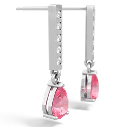 Lab Pink Sapphire Art Deco Diamond Drop 14K White Gold earrings E5324