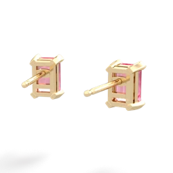 Lab Pink Sapphire 6X4mm Emerald-Cut Stud 14K Yellow Gold earrings E1855