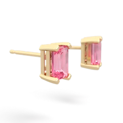 Lab Pink Sapphire 6X4mm Emerald-Cut Stud 14K Yellow Gold earrings E1855