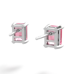 Lab Pink Sapphire 7X5mm Emerald-Cut Stud 14K White Gold earrings E1856