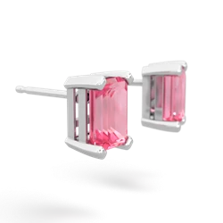 Lab Pink Sapphire 7X5mm Emerald-Cut Stud 14K White Gold earrings E1856