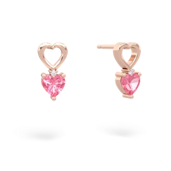 Lab Pink Sapphire Four Hearts 14K Rose Gold earrings E2558