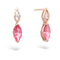 Lab Pink Sapphire Marquise Drop 14K Rose Gold earrings E5333