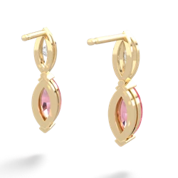 Lab Pink Sapphire Marquise Drop 14K Yellow Gold earrings E5333