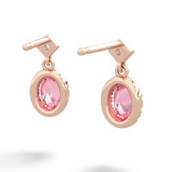 Lab Pink Sapphire Antique-Style Halo 14K Rose Gold earrings E5720
