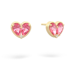 Lab Pink Sapphire 'Our Heart' 14K Yellow Gold earrings E5072