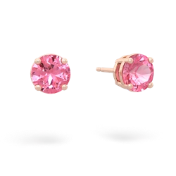 Lab Pink Sapphire 6Mm Round Stud 14K Rose Gold earrings E1786