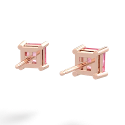 Lab Pink Sapphire 5Mm Princess Cut Stud 14K Rose Gold earrings E1789